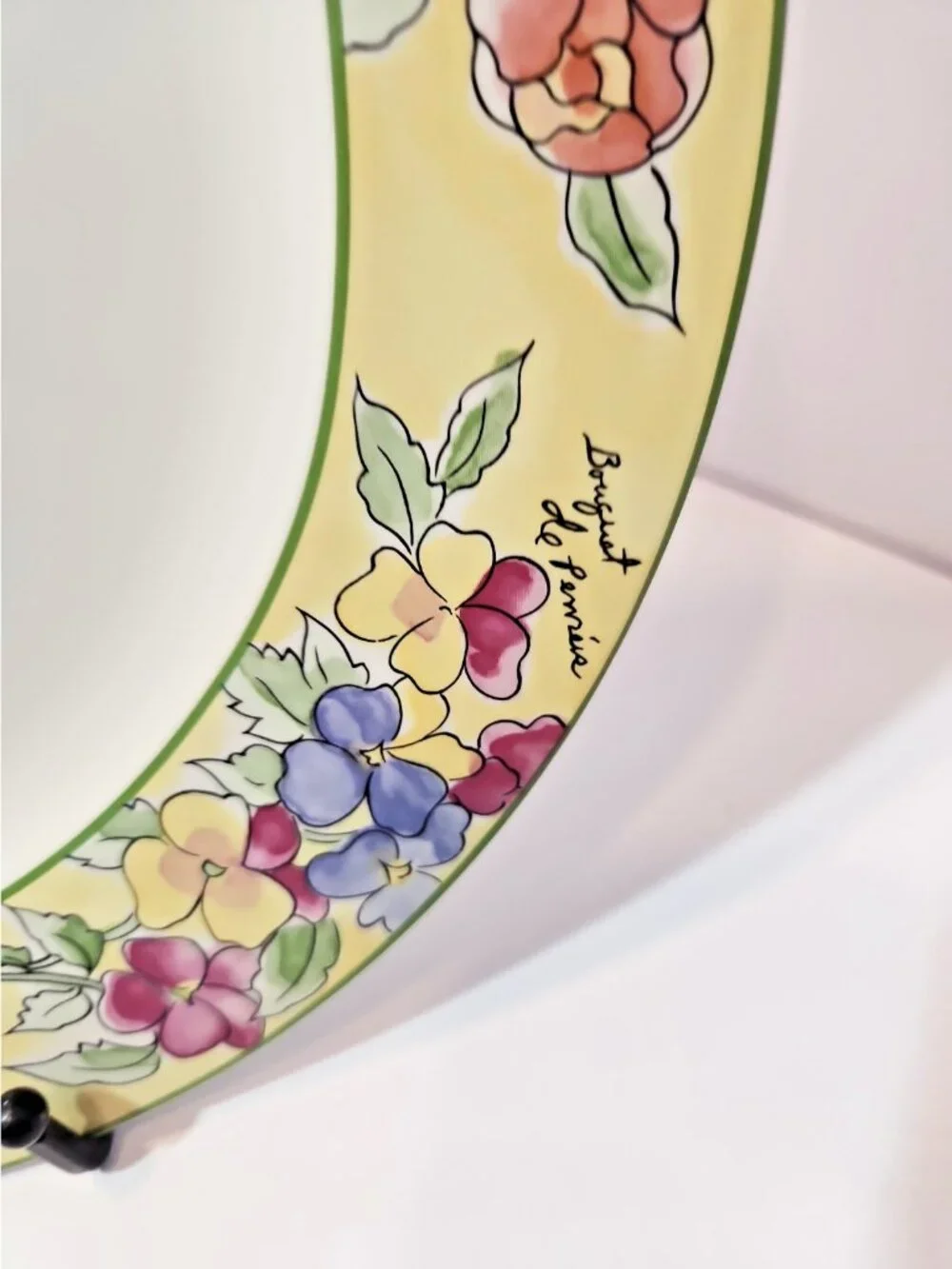 Vtg Furio Creme Brulee Stoneware Ceramic Chop Plate/Round Platter NOS Botanical